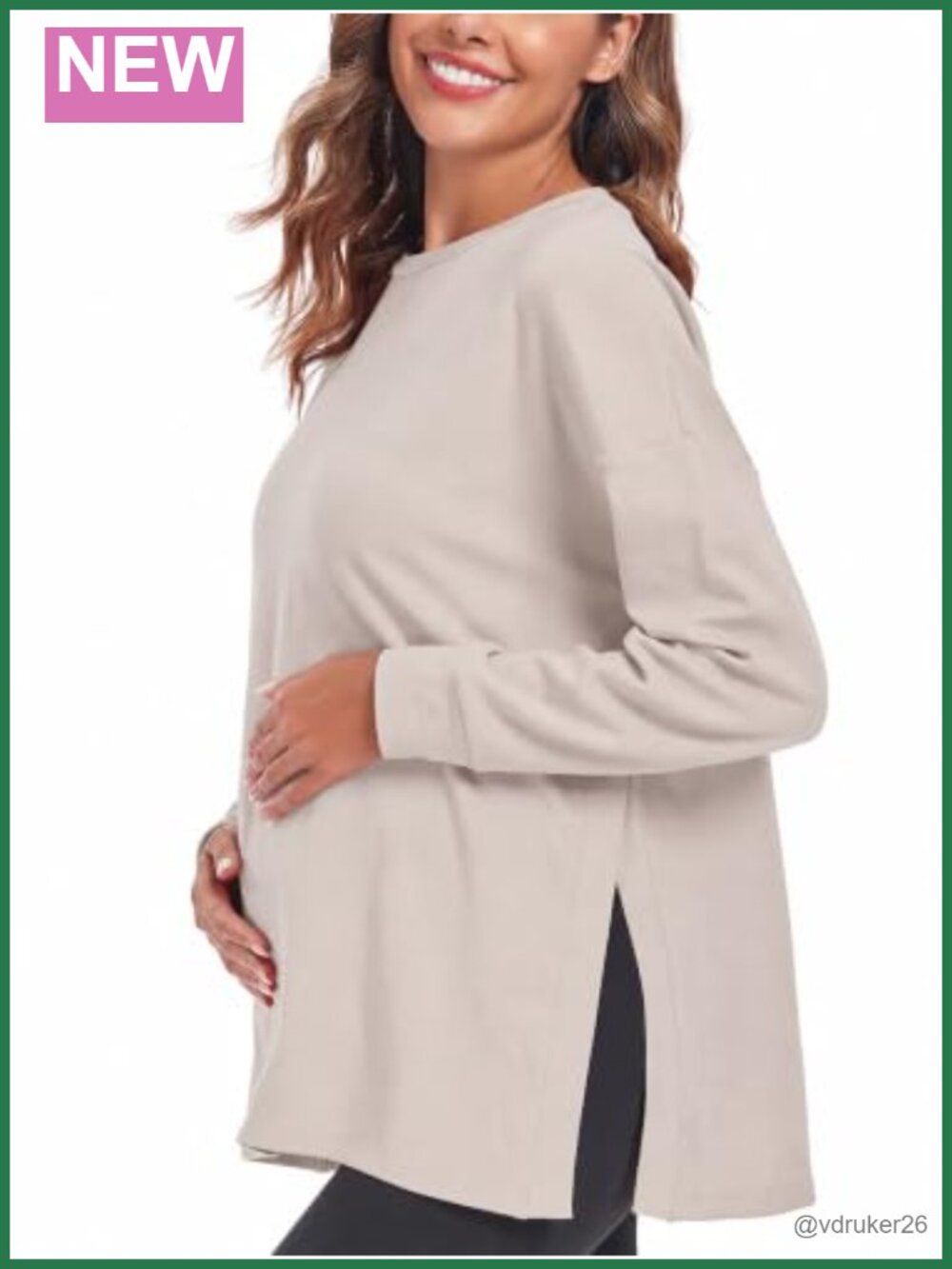 Maternity Long Sleeve Side Split T-Shirt Top Pregnancy Postpartum